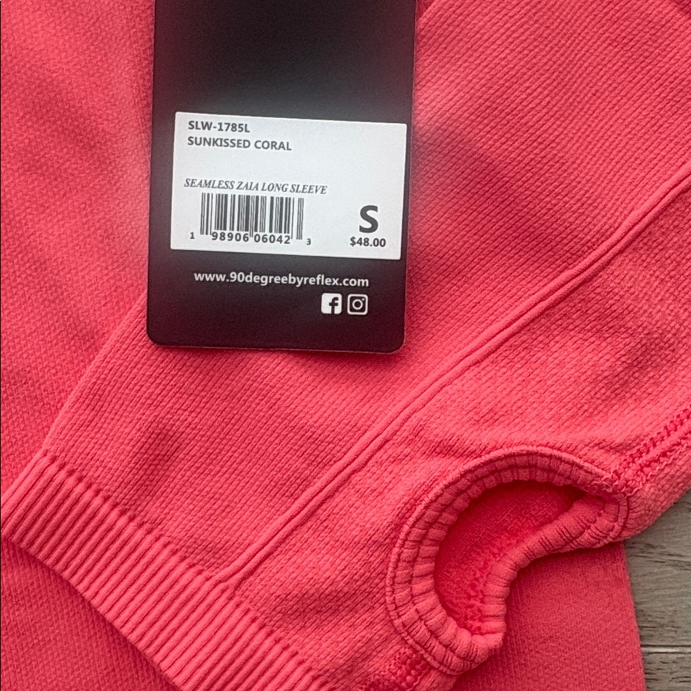90 Degree by Reflex Seamless Zaia Long Sleeve Shirt Coral Small New NWT - Picture 6 of 6